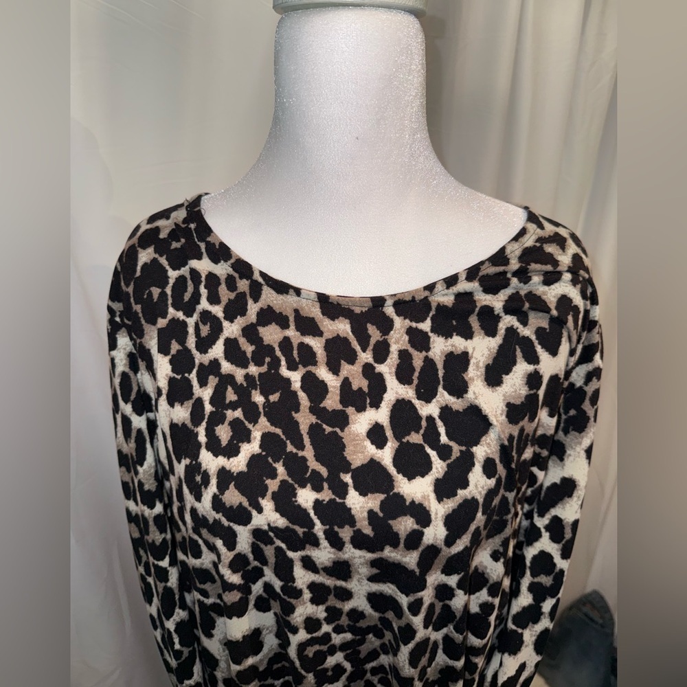 Casual Leopard Print Long Sleeve Dress with pockets - Picture 4 of 7
